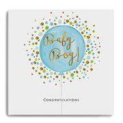 Congratulations Baby Boy Blue Balloon Card 