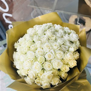 One hundred white roses
